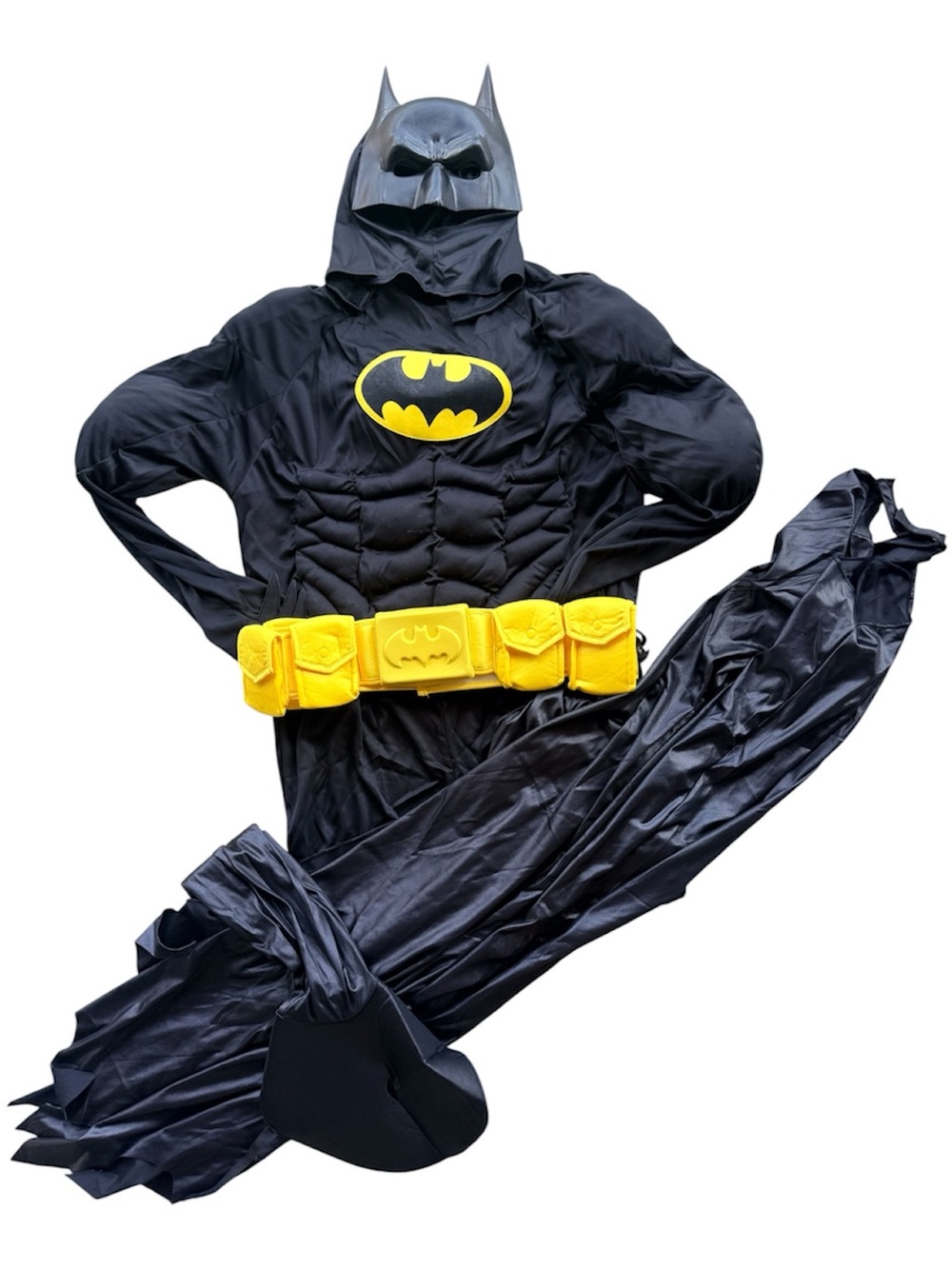 DC Comics Batman 4-Piece Muscle Jumpsuit Costume Set – Adult Standard